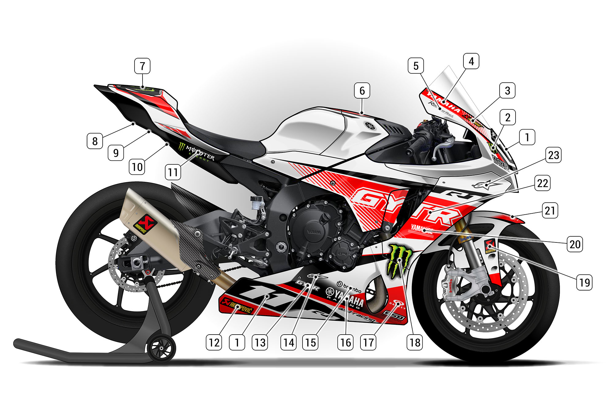 Alternative view of the 2020 Yamaha R1/24 D1